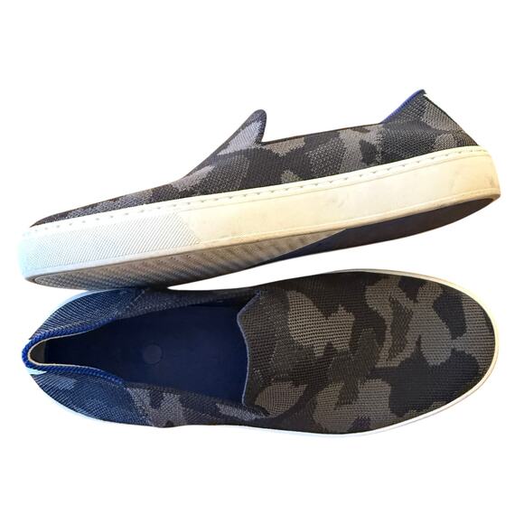 Rothys The Sneaker Gray Blue Camo Women's Slip On Low Top Shoes 8.5W Comfortable - Picture 4 of 11